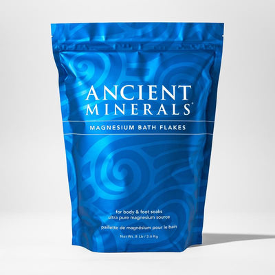 Ancient Minerals, Magnesium Bath Flakes, Relaxing, Stress Relief, Pure Magnesium, 8 Lbs (3.6 Kg) Body Care Body Wash