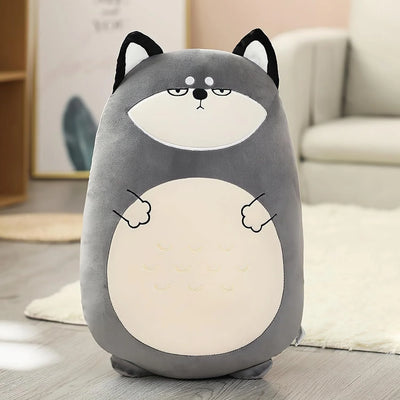 Husky Plush Pillow, 23.6" Stuffed Husky Plush Toys Kawaii Cartoon Sleep Huggin