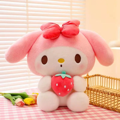 Kawaii Melody or Kuromi Holding Strawberry Plushie