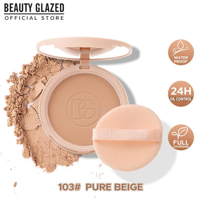 Oil Control Matte Face Powder Long Lasting Flawless Setting Powder Face Makeup with Mirror